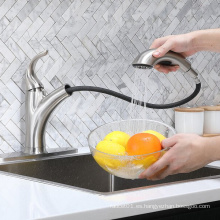 Grifo de cocina cromada moderna acuacúa con rociador extractor para cocina de barra de vehículos recreativos